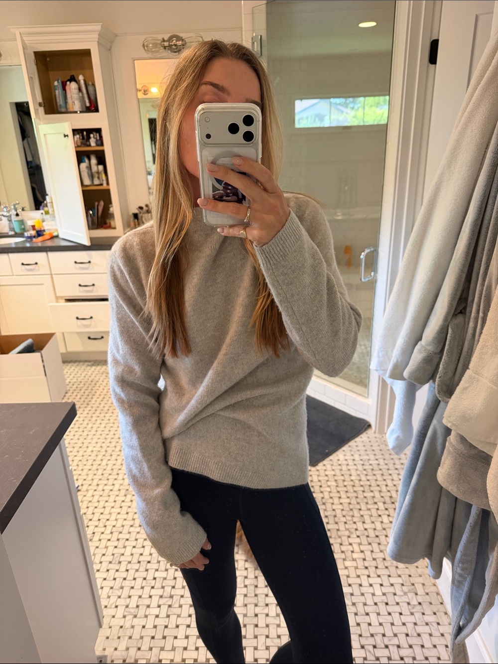 COS Light Gray Turtleneck-Style Crew Sweater